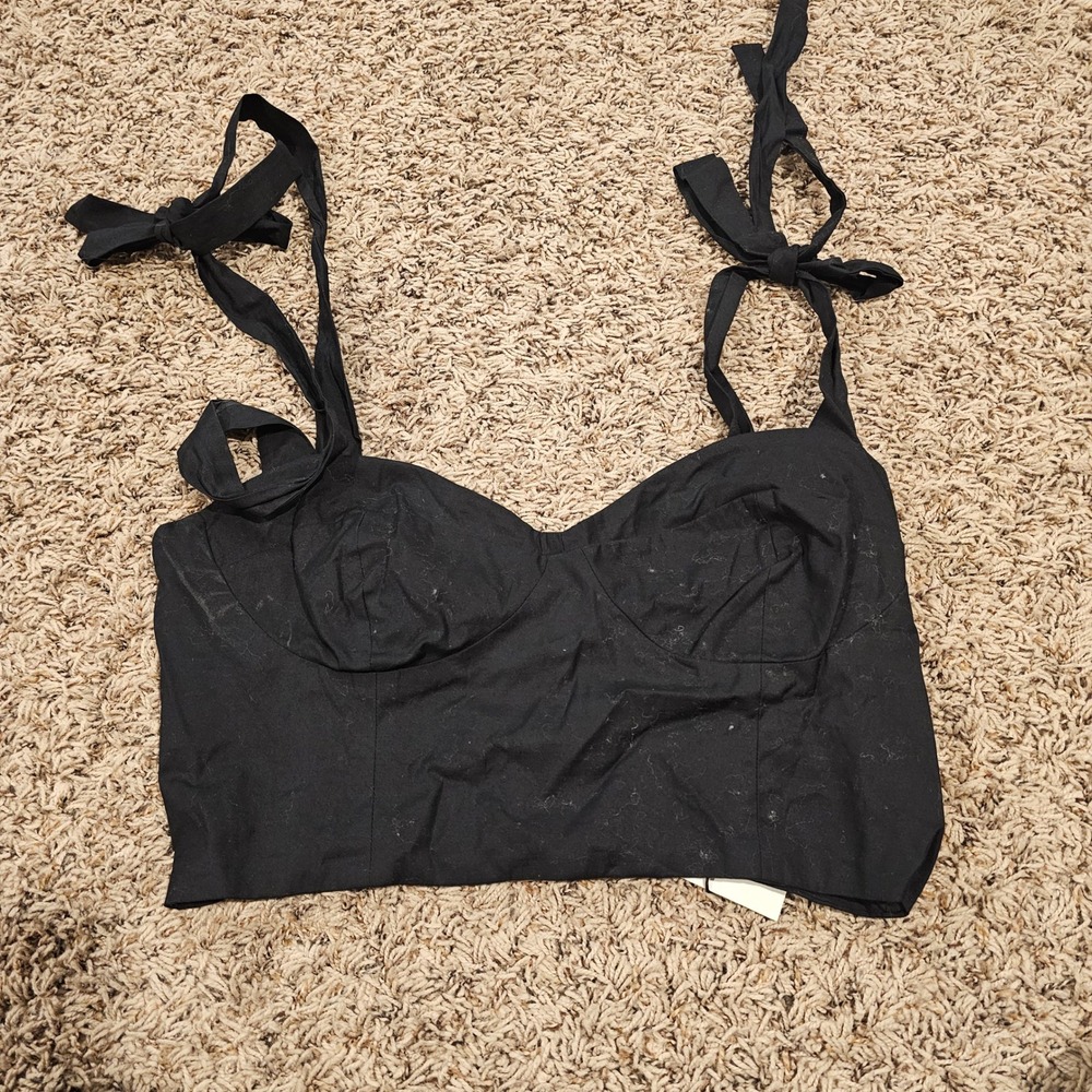 Reformation Kacey Musgraves Tie Strap Bustier Crop Top Black Size 12
